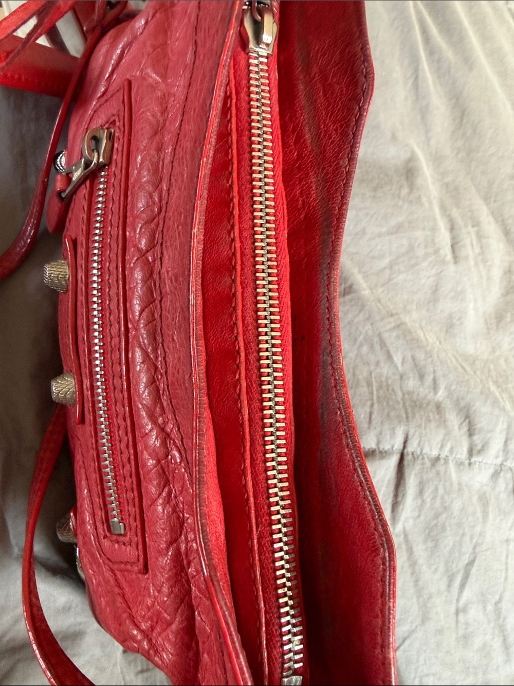 Balenciaga Red Leather Shoulder Bag - Picture 9 of 10